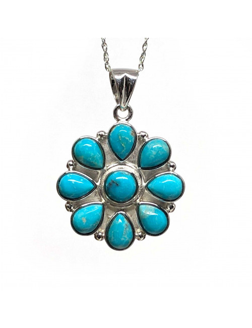 Turquoise, Pendentif argent 925 avec chaine