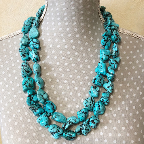 Collier double rang en turquoise