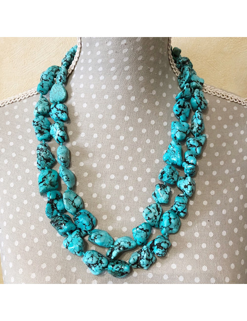 Collier double rang en turquoise