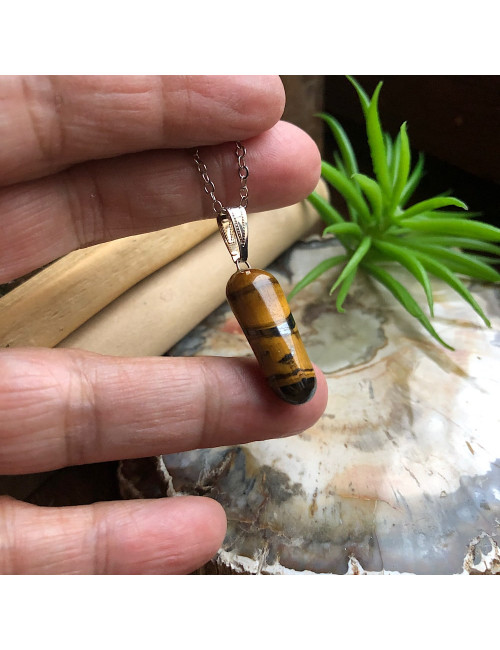 Pendentif lithotherapie en pierre oeil de tigre