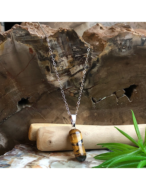 Pendentif lithotherapie en pierre oeil de tigre