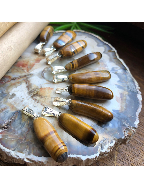 Pendentif lithotherapie en pierre oeil de tigre