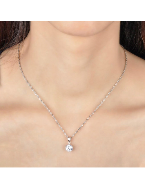Pendentif Zircon sur chaîne argent 925