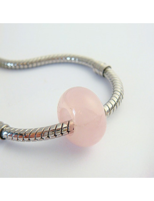 Perle quartz rose large trou