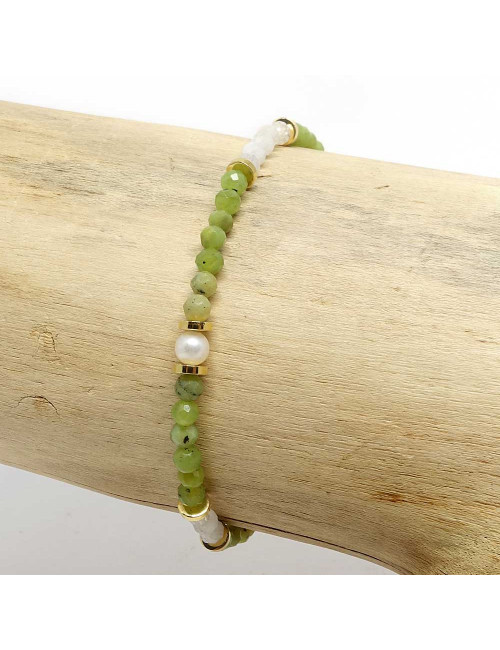 Jade, pierre de lune et perle d'eau douce