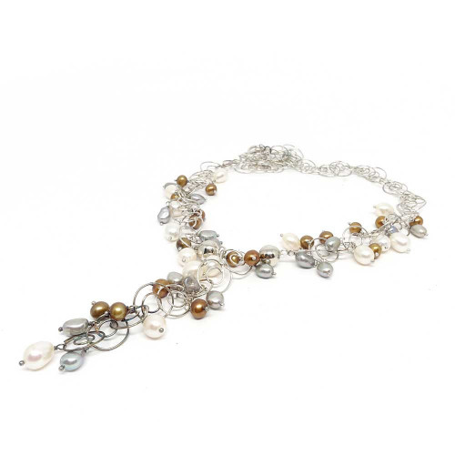 Collier création argent 925 en Perles d'eau douce