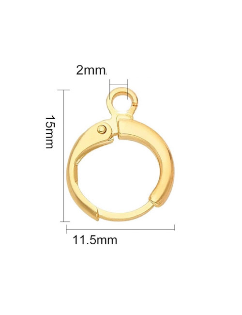 Crochets d’oreilles 15 mm plaqué or, 1 paire