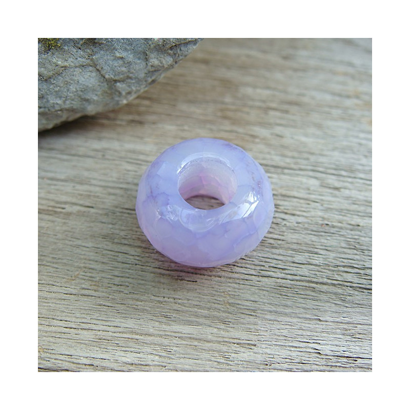Perle agate violette facettée large trou