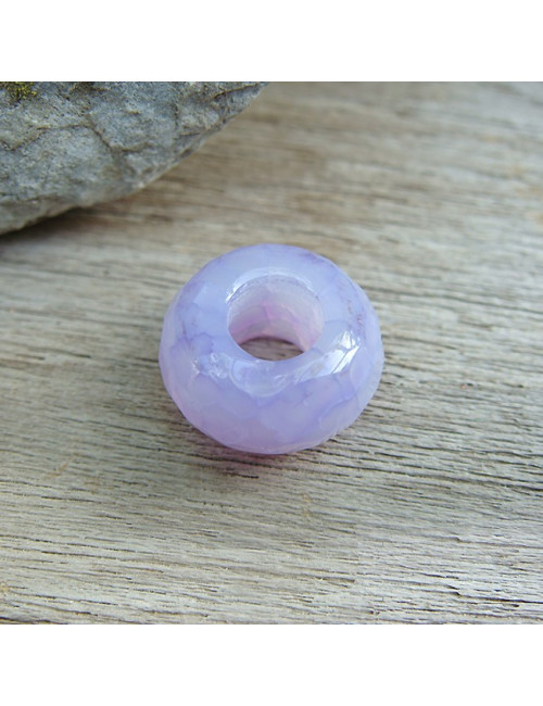 Perle agate violette facettée large trou