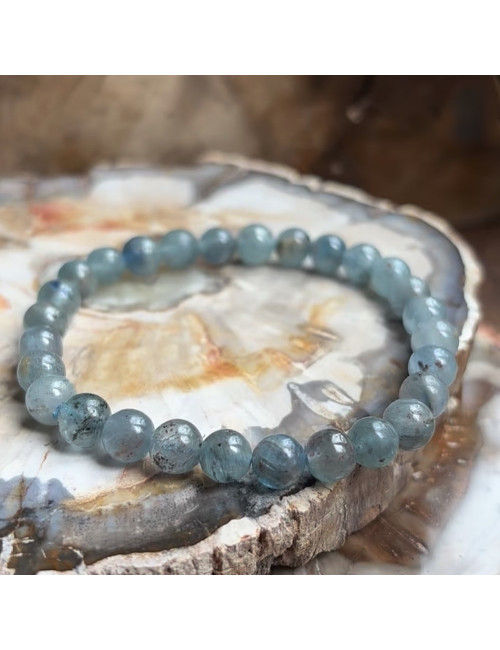 Bracelet en Cyanite Bleue Naturelle 6mm, Élégance et Énergie Apaisante