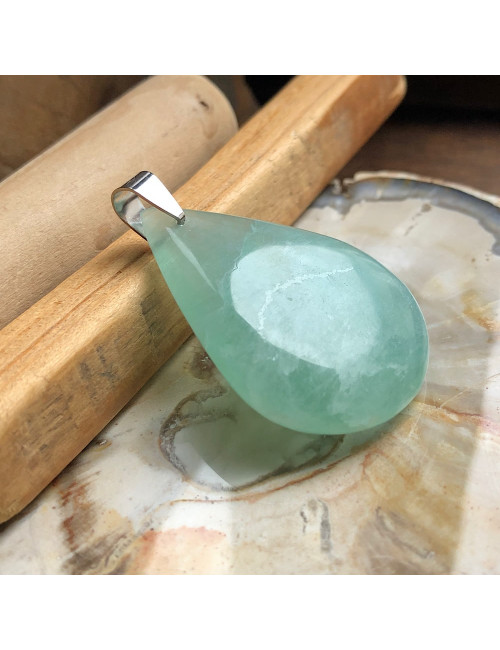 Pendentif goutte en Fluorine Verte