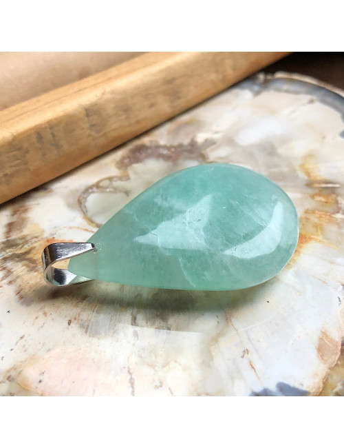 Pendentif goutte en Fluorine Verte