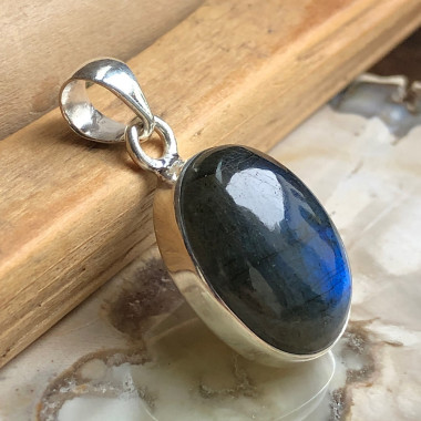 Pendentif en argent 925 avec Labradorite Bleue AAA