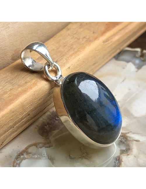Pendentif en argent 925 avec Labradorite Bleue A