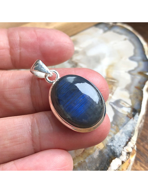 Pendentif en argent 925 avec Labradorite Bleue A
