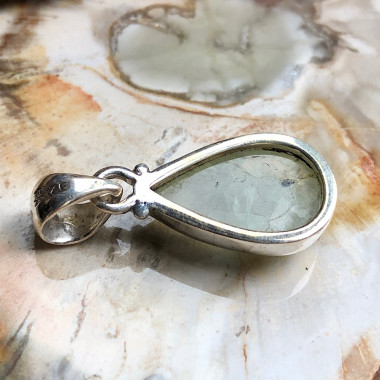 Pendentif Préhnite Goute 22mm - Argent 925
