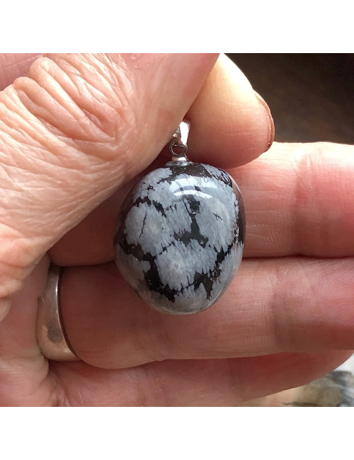 pierre roulée Obsidienne flocon de neige