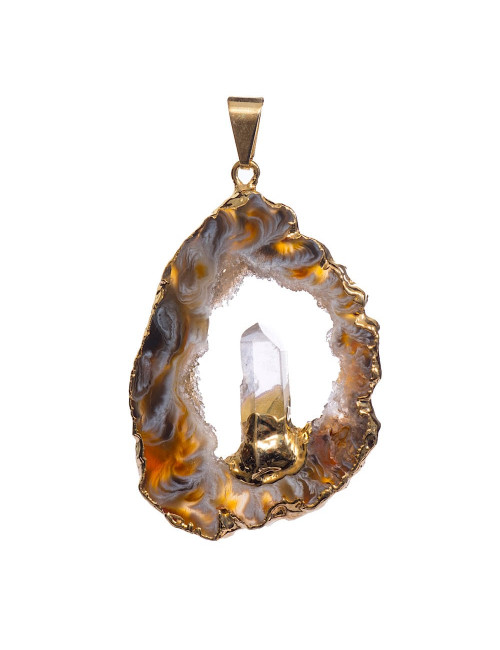 MADE IN BRAZIL - Pendentif agate et cristal de roche