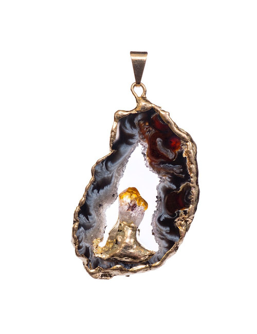 MADE IN BRAZIL - Pendentif agate et citrine