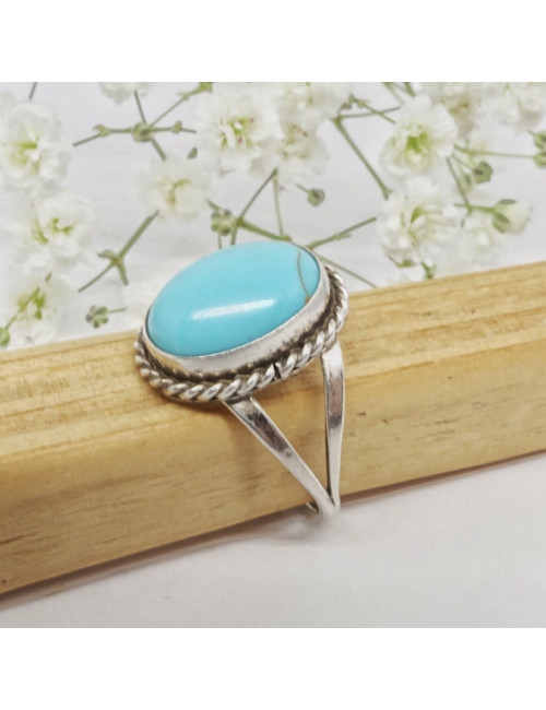 Turquoise véritable, Bague taille 59 argent925