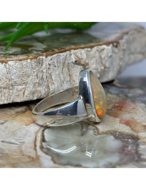 Opale Éthiopienne Welo, Bague taille 55 argent 925
