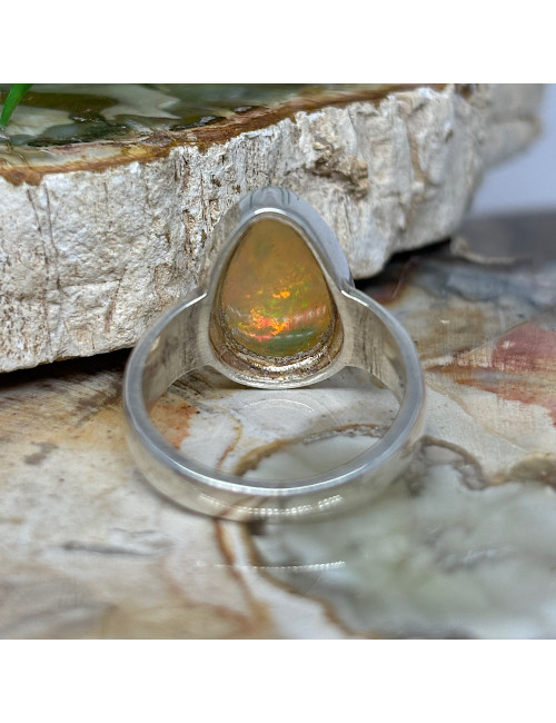 Opale Éthiopienne Welo, Bague taille 55 argent 925