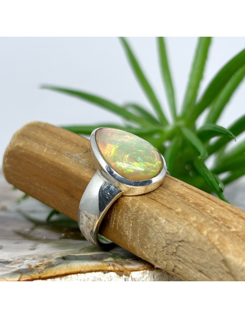 Opale Éthiopienne Welo, Bague taille 55 argent 925