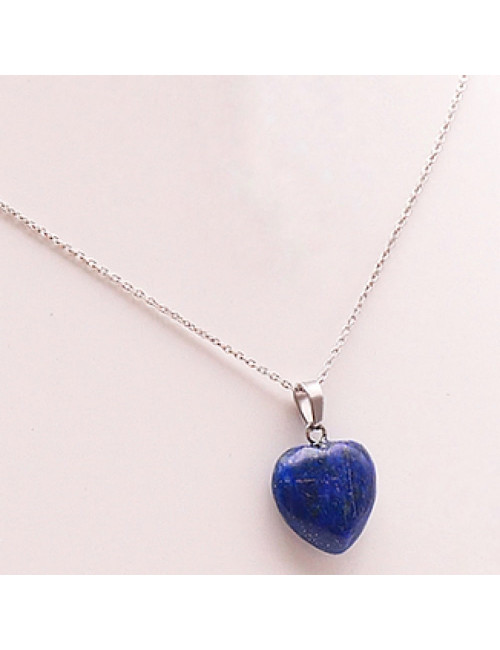 Collier avec pendentif cœur en lapis lazuli sur chaîne en argent 925.