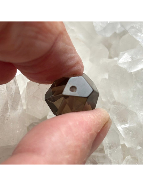 Quartz fumé, 3 perles taillées