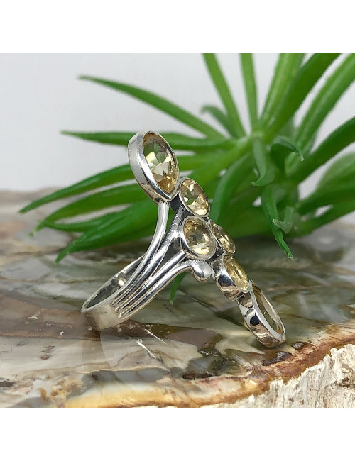 Citrine naturelle facettée AAA, Bague ajustable