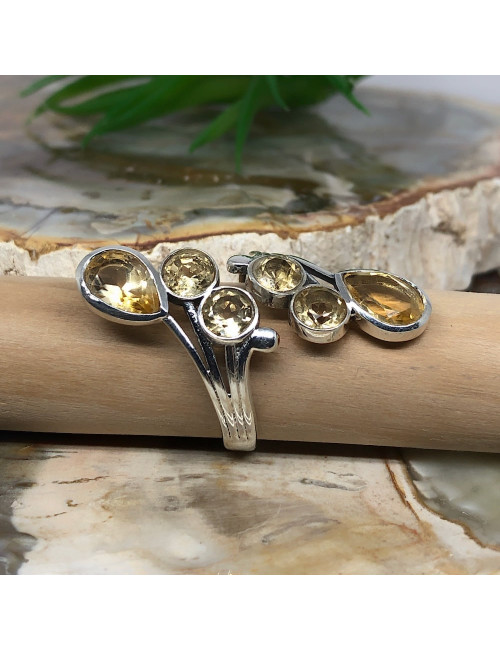Citrine naturelle facettée AAA, Bague ajustable