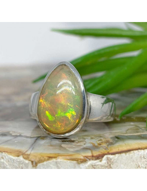 Opale Éthiopienne Welo, Bague taille 55 argent 925