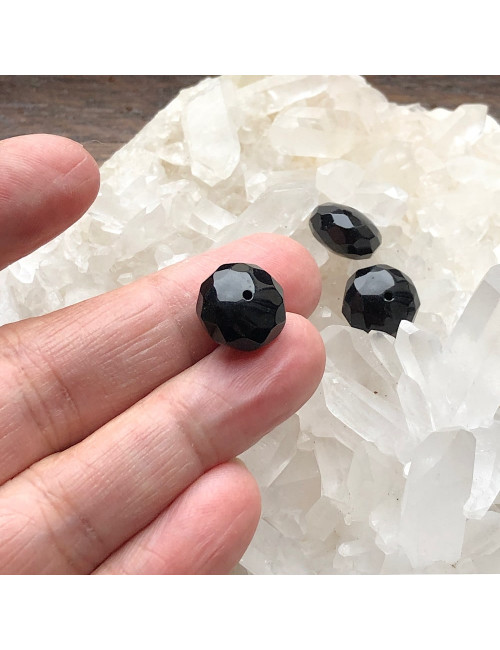 Perles pierre naturelle  rondelles facettées Onyx