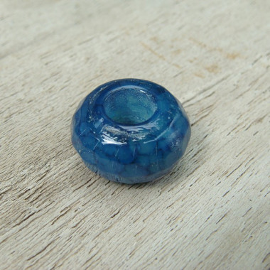 Perle agate bleue facettée large trou