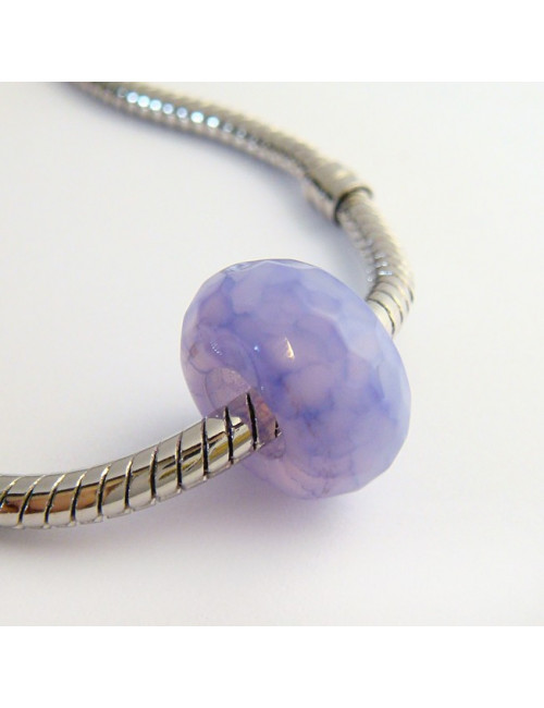Perle agate violette facettée large trou