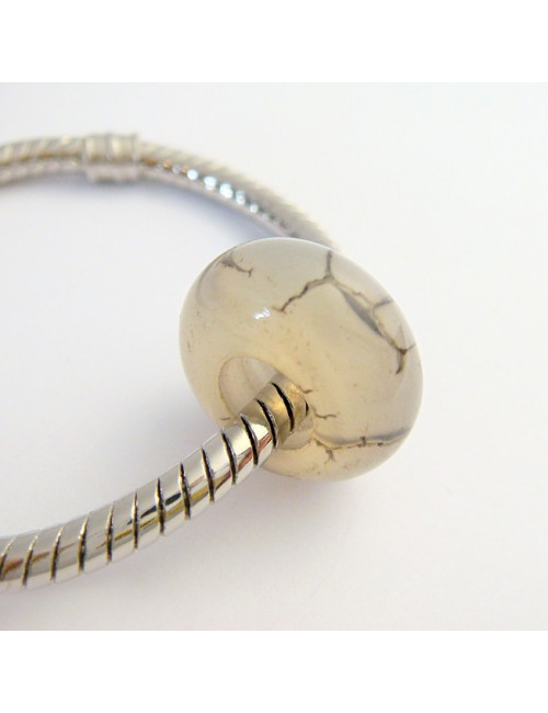 Perle agate veinée large trou