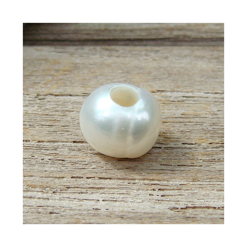 Perle biwa blanche large trou 3 mm