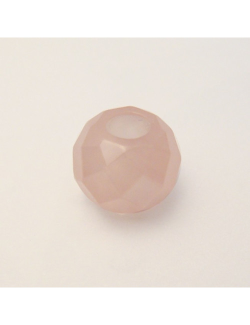 Perle quartz rose facettée large trou 3 mm