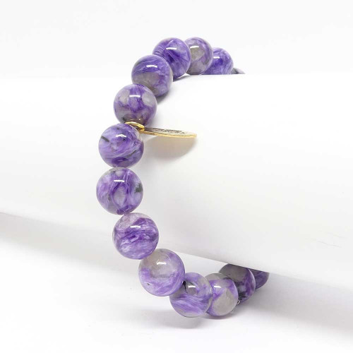 Bracelet Perles Agate Violet 8mm - Lithothérapie, Ajustable, Naturel, Avec étiquettes