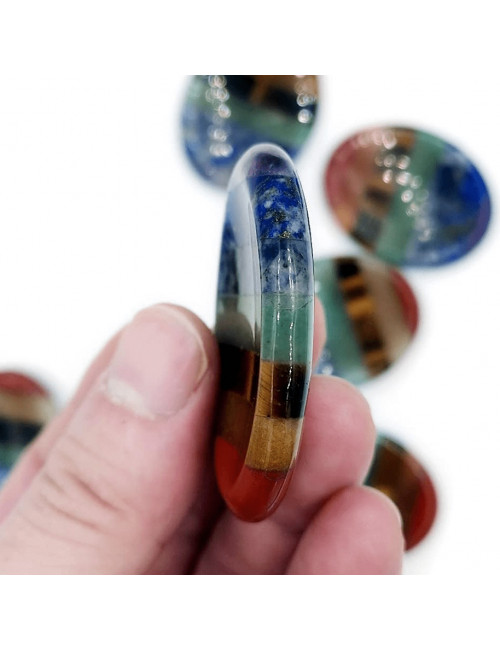 Pierres des 7 chakras , Galet pouce anti-stress 50 x 40 mm