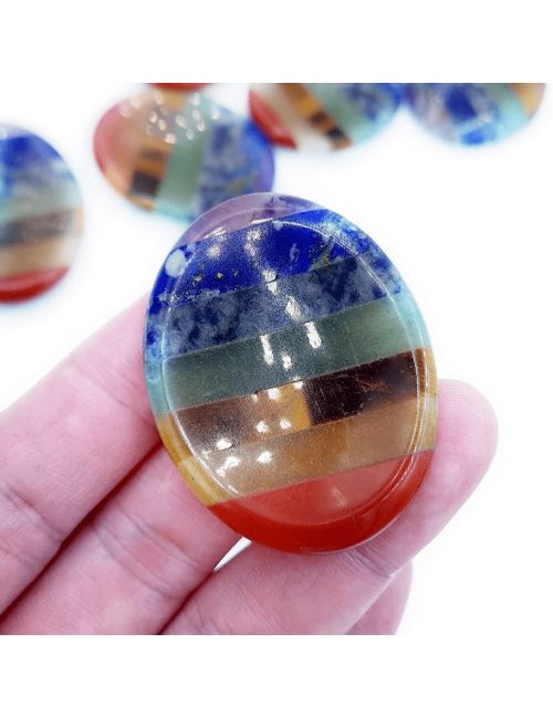 Pierres des 7 chakras , Galet pouce anti-stress 50 x 40 mm