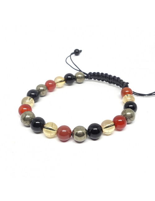 Bracelet homme en pierre Citrine, pyrite, cornaline et onyx