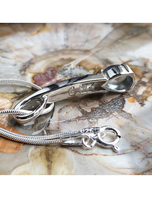 Pendentif argent 925 rhodié et opale reconstituée