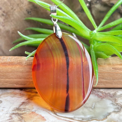 Agate naturelle, Pendentif avec bélière argent 925