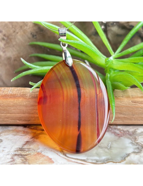 Agate naturelle, Pendentif avec bélière argent 925