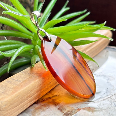 Agate naturelle, Pendentif avec bélière argent 925