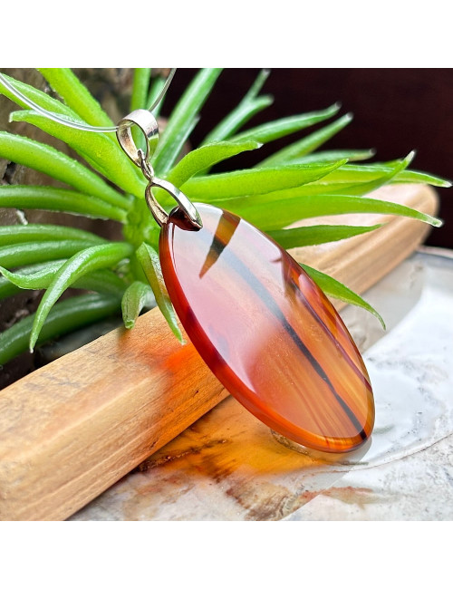 Agate naturelle, Pendentif avec bélière argent 925