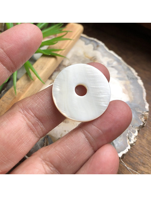 Nacre naturelle, 3 perles donuts