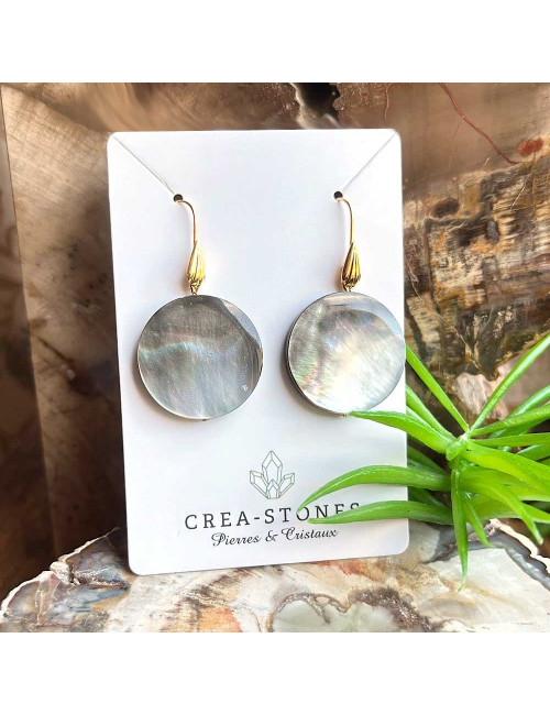 Boucles d’oreilles en Nacre irisée