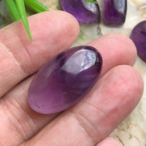 Cabochons en améthyste, lot de 6 pierres